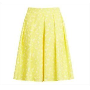 HALOGEN X ATLANTIC-PACIFIC NEW Jacquard Pleat Skirt Yellow Light XL